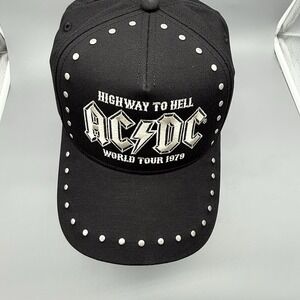 American Needle ACDC Highway to Hell Hat Black Studded Cap World Tour 1979 Rock‎